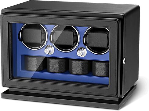Watch Winder for 3/4/6 Automatic Watches, 2-in-1 Key Lock Watch Winding Case with 4 Rotating Modes, Watch Holders,Adjustable Watch Pillows, Super Quiet Motor and White Light for Man and Women in Saudi Arabia