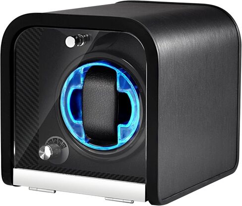 ملفاف ساعة للساعات الأوتوماتيكية، ملفاف ساعة أسود 1/2/4/8 فتحة لرولكس، صندوق اللفاف يستخدم محرك فائق الهدوء، 4 إعدادات وضع الدوران وإضاءة LED، هدية للرجل in Kuwait