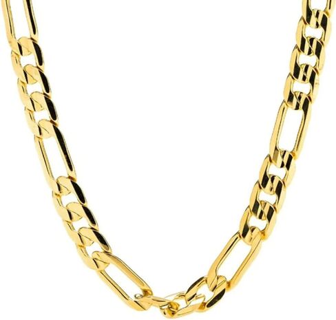 Solid 14K Yellow Gold Figaro Link Chain - Italian Real Gold 14k Solid Yellow Gold in Saudi Arabia