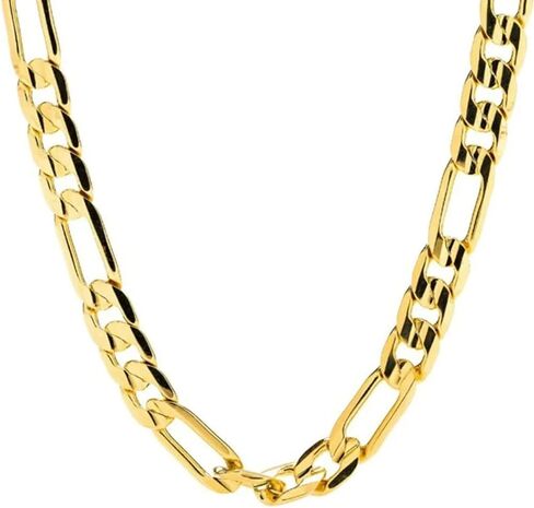 Solid 14K Yellow Gold Figaro Link Chain - Italian Real Gold 14k Solid Yellow Gold in Saudi Arabia
