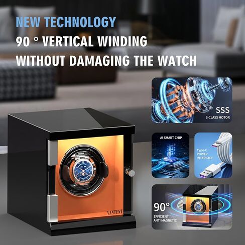 براءة اختراع تصميم ساعة اللفاف للساعات الأوتوماتيكية مع إضاءة LED، لمسة نهائية لامعة ومحرك هادئ in Kuwait