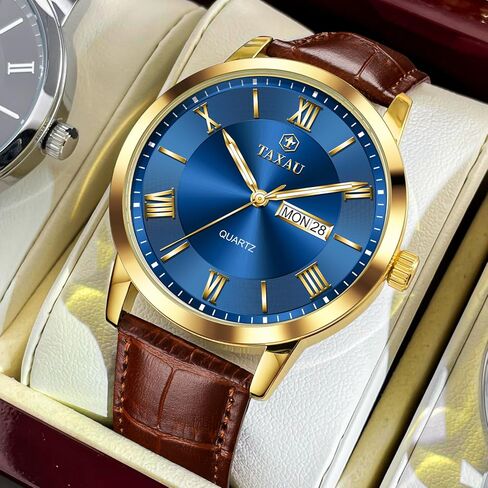 Mens Watches Luxury Dress Waterproof Leather Watch with Date Day Analog Quartz Large Number Wrist Watch Casual Classic Luminous Scales Big Face Easy Read Reloj para Hombre in Saudi Arabia