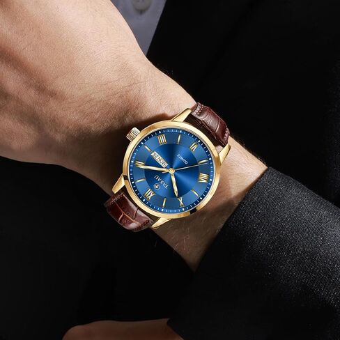 Mens Watches Luxury Dress Waterproof Leather Watch with Date Day Analog Quartz Large Number Wrist Watch Casual Classic Luminous Scales Big Face Easy Read Reloj para Hombre in Saudi Arabia