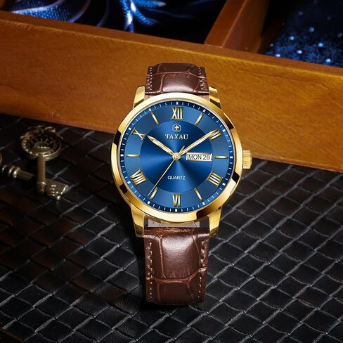 Mens Watches Luxury Dress Waterproof Leather Watch with Date Day Analog Quartz Large Number Wrist Watch Casual Classic Luminous Scales Big Face Easy Read Reloj para Hombre in Saudi Arabia