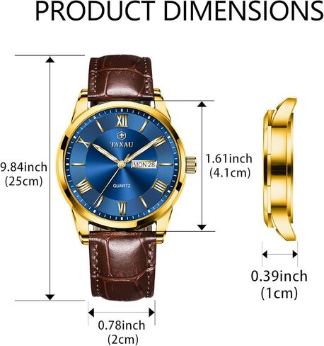 Mens Watches Luxury Dress Waterproof Leather Watch with Date Day Analog Quartz Large Number Wrist Watch Casual Classic Luminous Scales Big Face Easy Read Reloj para Hombre in Saudi Arabia