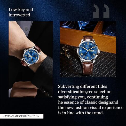 Mens Watches Luxury Dress Waterproof Leather Watch with Date Day Analog Quartz Large Number Wrist Watch Casual Classic Luminous Scales Big Face Easy Read Reloj para Hombre in Saudi Arabia