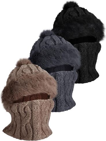 3 Pack Winter Ski Mask Balaclava for Women Face Mask 3 in 1 Neck Warmer Hood Scarf Gear Hats for Men Cold Weather in Kuwait