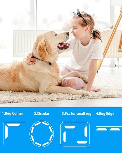 32 PCS Reusable Washable Grippers for Rugs, Highly adhesive and thin，Removable Rug Tape,Double Sided Non-Slip Rug Pads for Hardwood Floors and Carpet Corners,Keep Area Rugs Corners from Curling . in Saudi Arabia