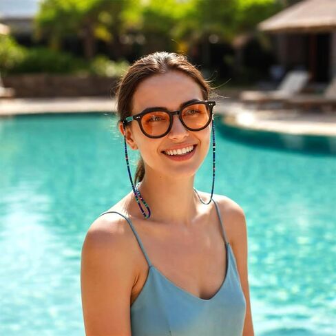 سلسلة نظارات Teaaha 8 قطع من حبال حزام النظارات الجلدية المضادة للانزلاق، حاملات زجاج العين بألوان داكنة حول الرقبة، سلسلة نظارات شمسية للرجال والنساء in Saudi Arabia