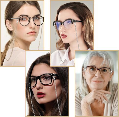 9 قطع سلاسل النظارات للنساء والرجال، حزام النظارات الأنيق المطرز بسلسلة النظارات، حاملات الزجاج سلسلة حاملات حزام النظارات الشمسية حول الرقبة، سلسلة تثبيت النظارات للنساء، حبال القراءة in Kuwait