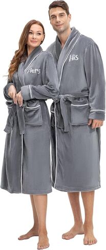 AW BRIDAL قطعتان من أرواب السيد والسيدة للأزواج من الصوف، أرواب طويلة ذات قلنسوة متطابقة للرجال والنساء، هدايا زفاف له ولها in Saudi Arabia