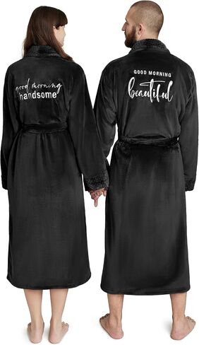 AW BRIDAL قطعتان من أرواب السيد والسيدة للأزواج من الصوف، أرواب طويلة ذات قلنسوة متطابقة للرجال والنساء، هدايا زفاف له ولها in Saudi Arabia