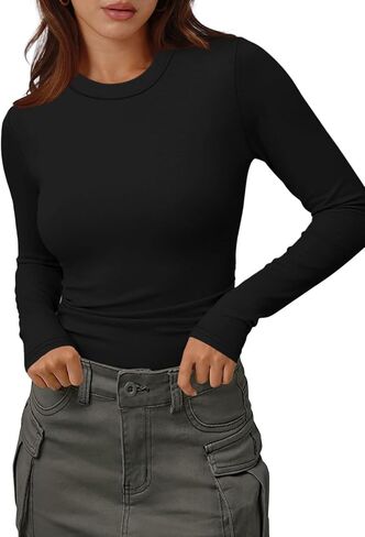 XIEERDUO Womens Long Sleeve Thermal Shirt Fleece Mock Neck Tops 2025 Fashion Slim Fit in Kuwait