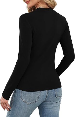 XIEERDUO Womens Long Sleeve Thermal Shirt Fleece Mock Neck Tops 2025 Fashion Slim Fit in Kuwait