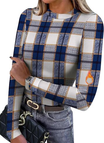 XIEERDUO Womens Long Sleeve Thermal Shirt Fleece Mock Neck Tops 2025 Fashion Slim Fit in Kuwait