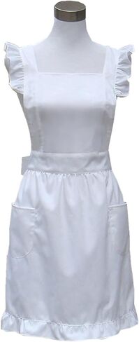 Hyzrz Cute Lovely Cotton Retro Kitchen Cooking Aprons for Women Girls Vintage Baking Apron with Pockets for Mother Gift in Kuwait