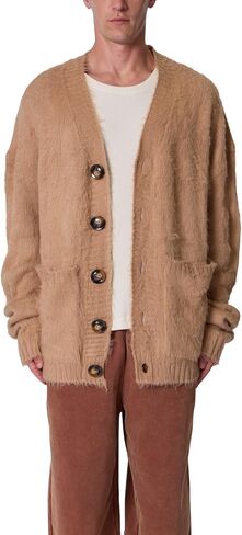 mnml Men's Elongated Fuzzy Cardigan Sweater in Saudi Arabia