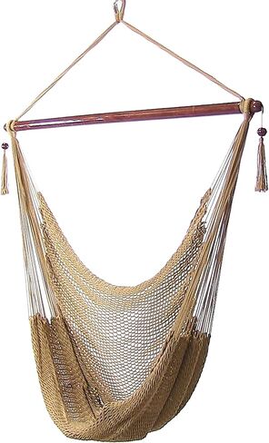 Sunnydaze Indoor/Outdoor Caribbean XL Hanging Hammock Chair - Soft-Spun Polyester Rope - 300-Pound Capacity - Green in Kuwait