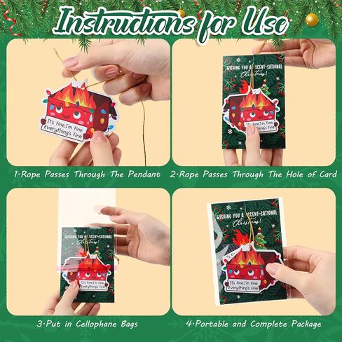 40 Sets Christmas Dumpster Fire Hanging Ornament Emotional Funny Positive Support Scent Sachets Air Freshener with Card Thank You Gifts for Office Coworker Employee Team Staff Group, 10 Scent in Saudi Arabia