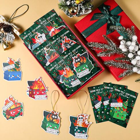 40 Sets Christmas Dumpster Fire Hanging Ornament Emotional Funny Positive Support Scent Sachets Air Freshener with Card Thank You Gifts for Office Coworker Employee Team Staff Group, 10 Scent in Saudi Arabia