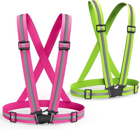 2 Packs Reflective Vest Running Gear, High Visibility Reflective Running Gear Adjustable Elastic Safety Vest for Night Jogging, Biking, Walking or Dog Walking, Running Vest for Men Women Children in Kuwait