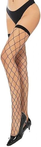 Thigh High Fishnet Stockings Women Large Mesh Over Knee Socks Fishnets Thigh High Stockings Sexy Black White Slimming Hosiery in Saudi Arabia