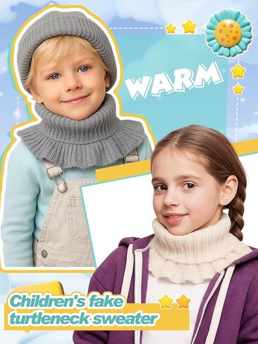 4 Pcs Warm Kids Knit Scarves Fake Turtleneck Toddler Winter Detachable High Dickey Half Top Collar Knitted Fake Collar Warm Ruffle Mock Blouse False Neck Warmer for Girls Boys in Saudi Arabia