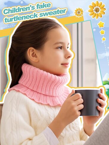 4 Pcs Warm Kids Knit Scarves Fake Turtleneck Toddler Winter Detachable High Dickey Half Top Collar Knitted Fake Collar Warm Ruffle Mock Blouse False Neck Warmer for Girls Boys in Saudi Arabia