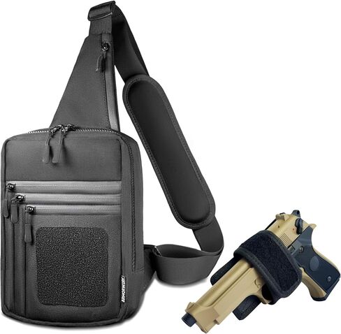 Premium Conceal Carry Sling Bag for Men with Quick Access Pull Tab and 4 Accessory Slots — CCW Sling Bag for Men with Waterproof Heavy Duty Zippers — Durable Adjustable Holster Included in Saudi Arabia