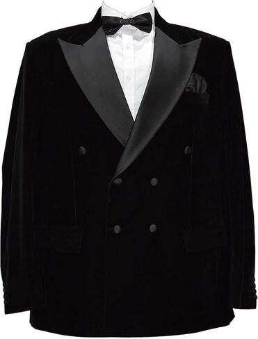 Men’s Black Velvet Double Breasted Tuxedo Jacket with Satin Peak Lapel – Luxury Formal Dinner Blazer for Wedding & Party in Saudi Arabia