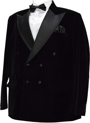 Men’s Black Velvet Double Breasted Tuxedo Jacket with Satin Peak Lapel – Luxury Formal Dinner Blazer for Wedding & Party in Saudi Arabia