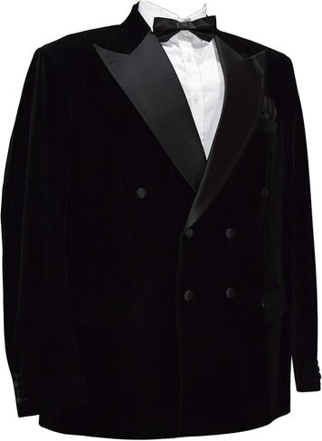 Men’s Black Velvet Double Breasted Tuxedo Jacket with Satin Peak Lapel – Luxury Formal Dinner Blazer for Wedding & Party in Saudi Arabia