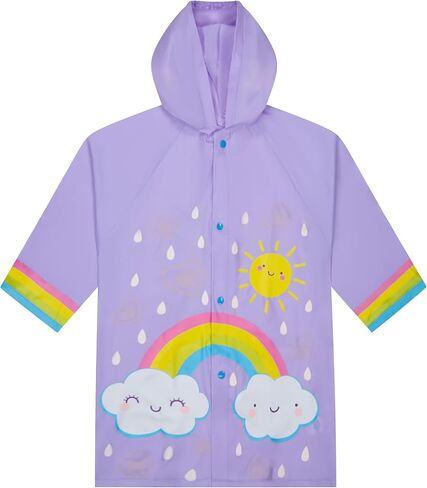 Puddle Play Kids Waterproof Rain Slicker – Unicorn, Rainbow & Space Hooded Raincoat with Snap Closure, Sizes 2-9 in Saudi Arabia