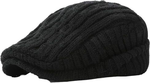 Winter Knitted Newsboy Hat for Women Men Vintage Thick Beret Ivy Cap Warm French Style Flap Hats Ear Pretection in Saudi Arabia