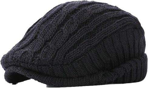 Winter Knitted Newsboy Hat for Women Men Vintage Thick Beret Ivy Cap Warm French Style Flap Hats Ear Pretection in Saudi Arabia