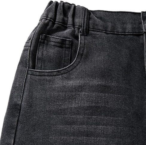 Nivne Tco Tween Boys Casual Jeans Water-Washed Black Effect Elastic Waist Wide Leg Denim Pants with Zipper Fly, Five Pockets in Saudi Arabia