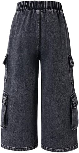 Nivne Tco Toddler Boys' Cargo Jeans Streetwear Style Loose Straight Leg Washed Elastic Waist Denim Pants in Saudi Arabia
