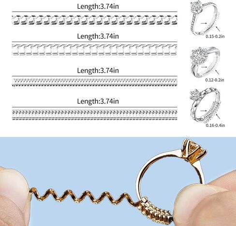 Ring Size Adjuster for Loose Rings - Invisible Adjustable Insert & Spiral Guards (12-Pack) - 2 Styles to Securely Fit Any Ring in Saudi Arabia