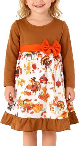 فستان للفتيات الصغيرات لعيد الهالوين لعيد الشكر مطبوع عليه شبح الخفافيش من الأسفل فستان كاجوال ملابس من 1 إلى 8 سنوات in Kuwait
