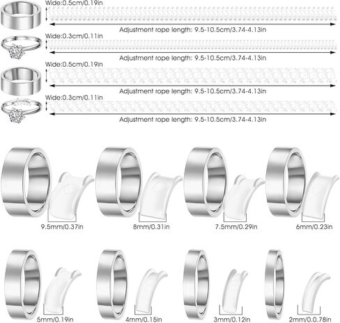 KFHENSOMR 12 Pack Ring Sizers for Loose Rings Ring Guards for Women & Men Loose Rings Without Resizing Invisible Resizer Design for Spacers & Tighteners 8 Insert and 4 Spiral in Saudi Arabia