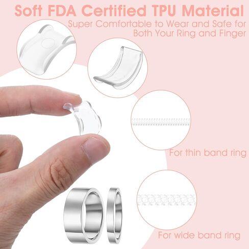 KFHENSOMR 12 Pack Ring Sizers for Loose Rings Ring Guards for Women & Men Loose Rings Without Resizing Invisible Resizer Design for Spacers & Tighteners 8 Insert and 4 Spiral in Saudi Arabia