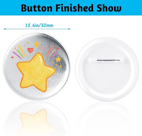 DAJAVE 400 Pieces 1.25 Inch Button Maker Supplies, 32mm Button Making Supplies, Round Badge Blank Button Pins, Includes Plastic Buttos Pin Back Cover, Metal Cover, Clear Film & Blank Paper in Saudi Arabia