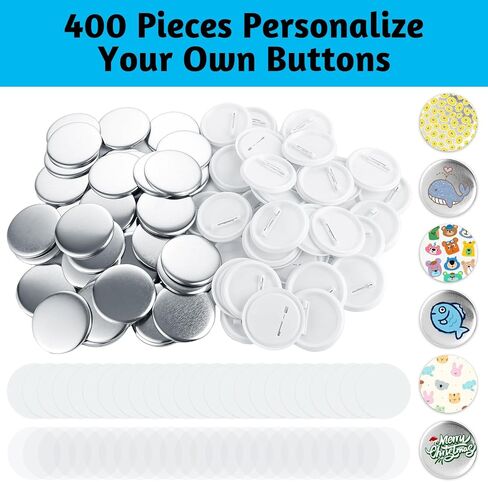 DAJAVE 400 Pieces 1.25 Inch Button Maker Supplies, 32mm Button Making Supplies, Round Badge Blank Button Pins, Includes Plastic Buttos Pin Back Cover, Metal Cover, Clear Film & Blank Paper in Saudi Arabia