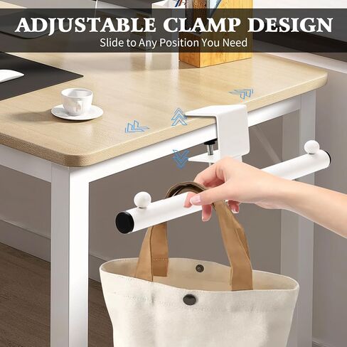 Heavy-Duty Bag Hook for Desk or Table - Alloy 80lbs Capacity Backpack Holder, Purse Hook for Table & Handbag Hanger, Space-Saving Organizer for Classroom, Dorm, Office Desk Accessories (White) in Saudi Arabia