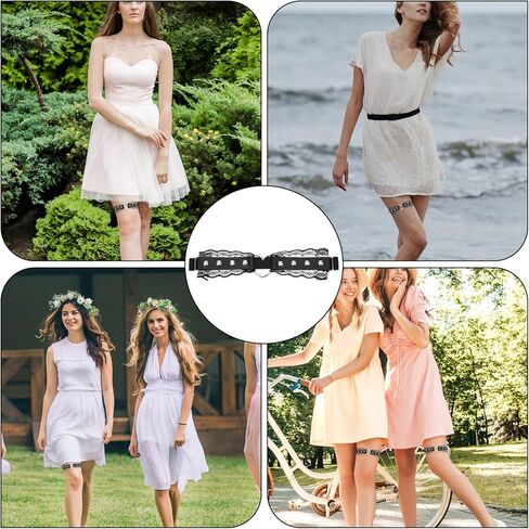 قطعتان من جلد الفخذ من الدانتيل على شكل قلب أسود، أربطة فخذ قابلة للتعديل للنساء، حزام رباط جلدي على طراز البانك روك للنساء للحفلات التنكرية وديكورات الزفاف in Kuwait