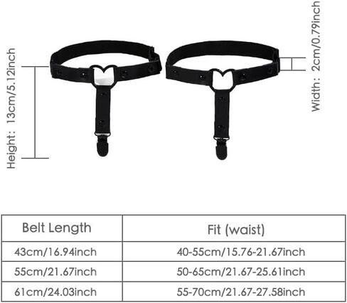 Adjustable Heart Thigh Garter with Anti-Slip Clips, Elegant Y2K Gothic Punk Style for Women, Black Elastic Leg Ring Garters in Saudi Arabia