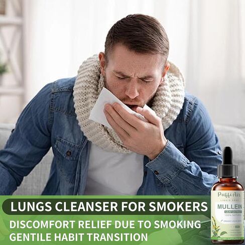 Mullein Drops for Lungs with Mullein Leaf, Thyme & Marshmallow Root – Lung Cleansing Formula for Smokers, Supporting Respiratory Health & Immunity | 60ml (2fl oz) Natural Vegan Non-GMO in Saudi Arabia