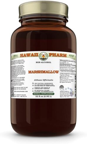 الخطمي (Althaea Officinalis) جليسيريت الجذور الجافة، صنع في هاواي، مواد خام عضوية، طبيعية بالكامل، نباتي، مستخلص سائل خالٍ من الكحول تم اختباره في المعمل - 2 أونصة سائلة in Kuwait