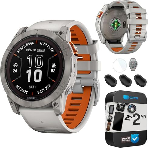 Garmin 010-02540-00 Fenix ​​7 Smartwatch Silver مع شريط الجرافيت | نموذج شريك الولايات المتحدة الرسمي | حزمة مع 2 سنة CPS حزمة الحماية المحسنة in Kuwait