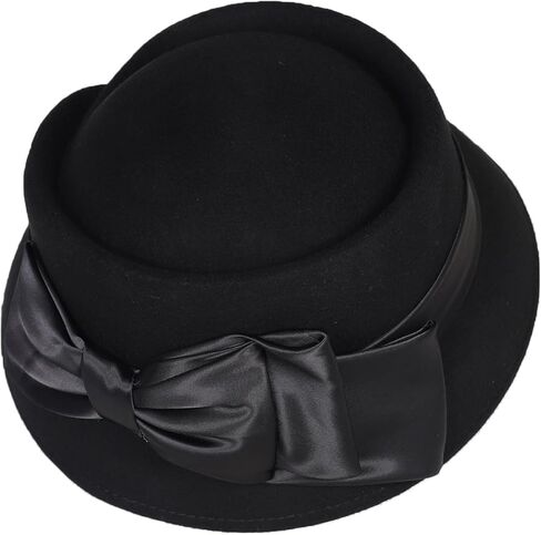 Women's Wool Felt Fedoras Hat - Elegant Cloche Hats for Wedding,Formal Church,Cocktail,Tea Party with Bow Ribbon in Saudi Arabia